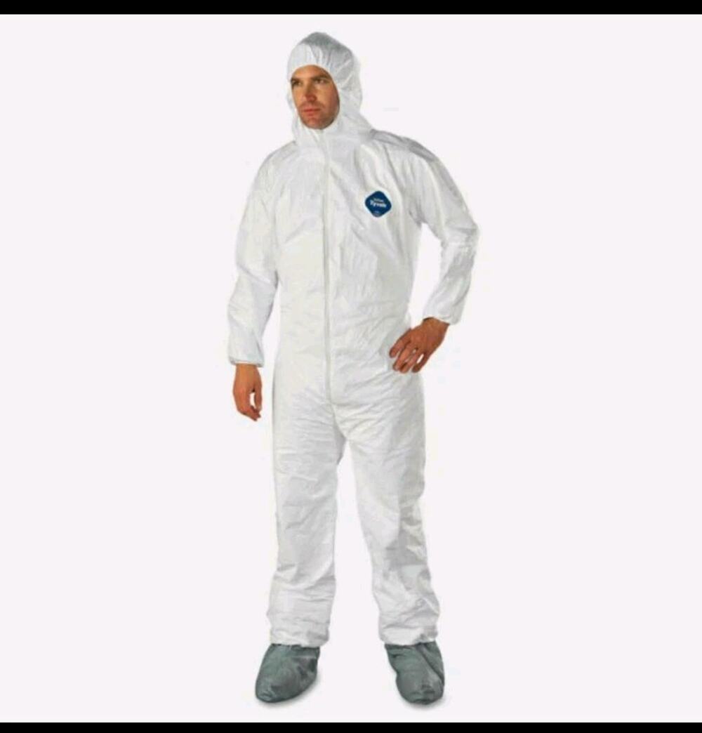 DuPont Tyvek 400 TY122S Protective Coveralls Hooded w/ Attached Boots 2 Pack